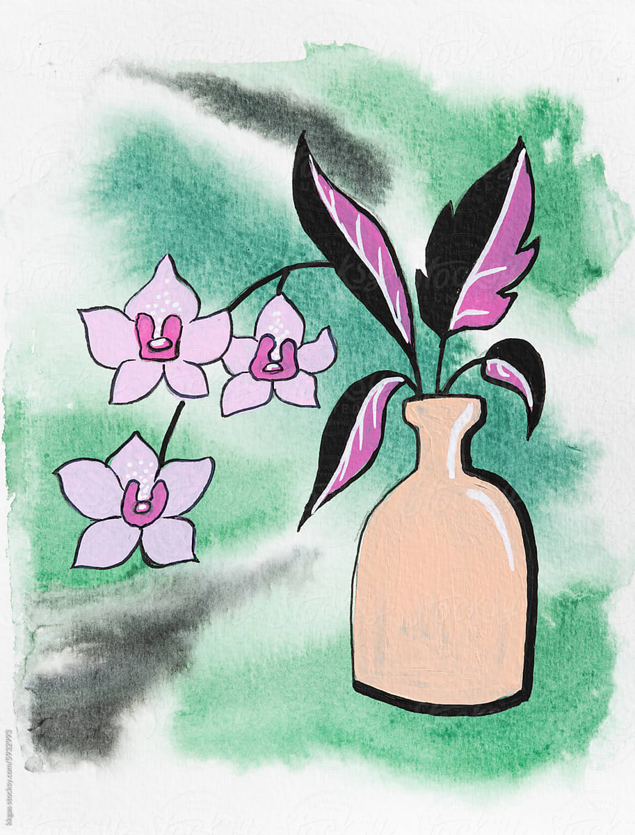 Orchid Watercolor painting