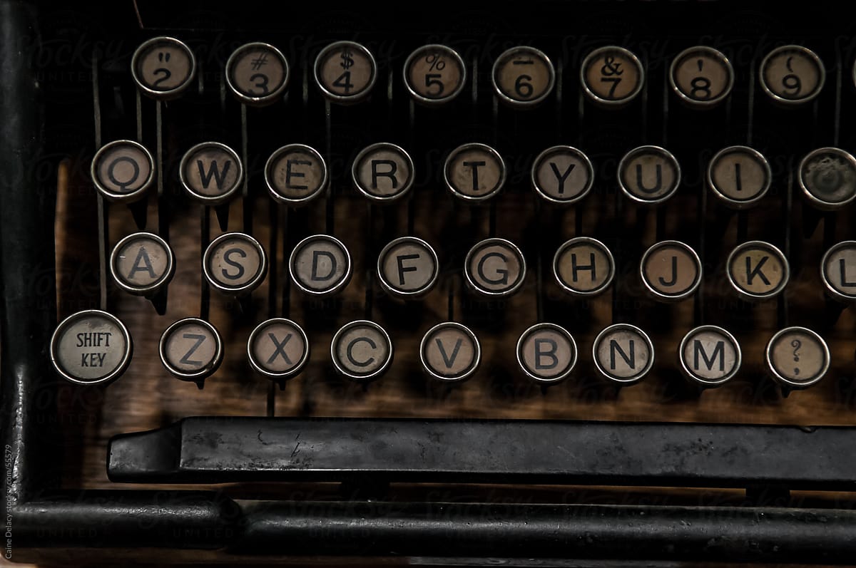 Antique typewriter with round keys