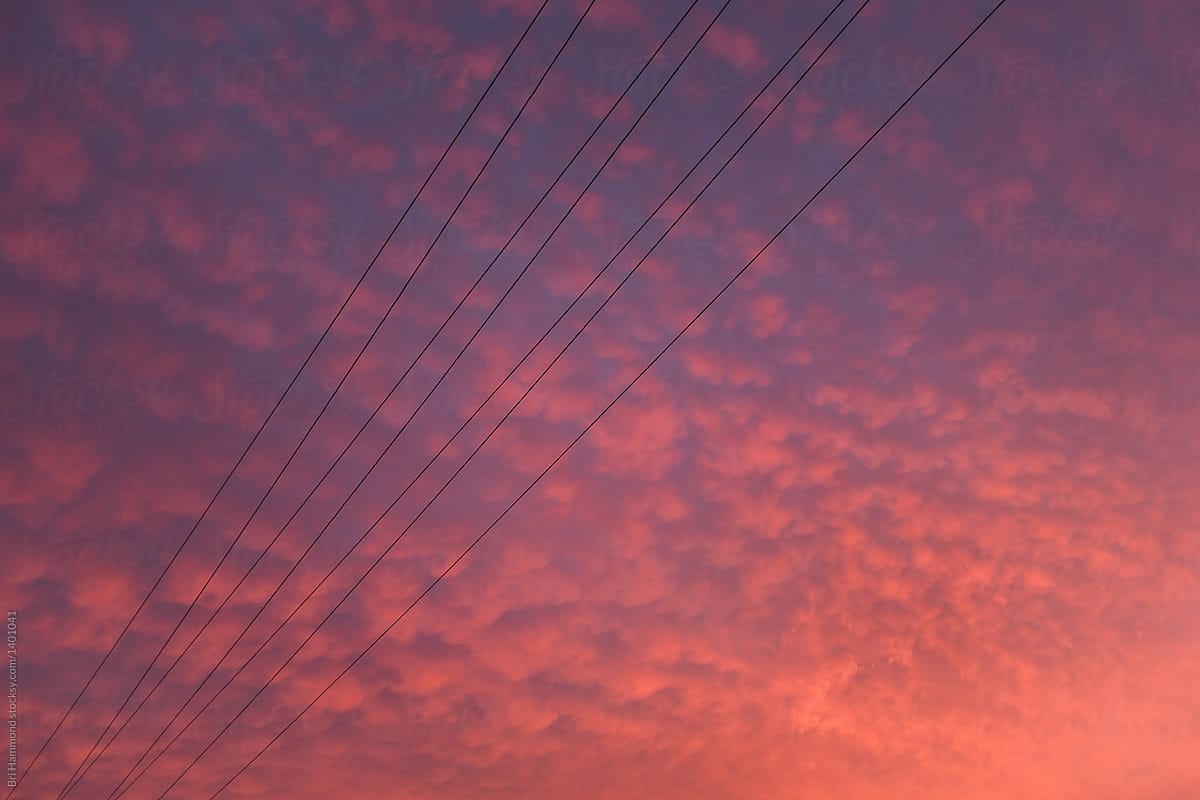 colourful sunset with powerlines