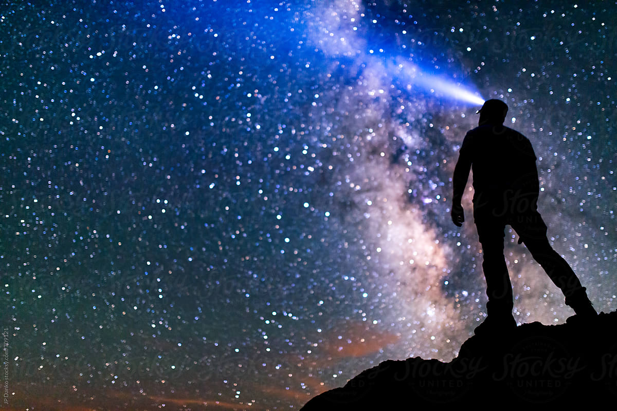 Milky Way Galaxy Night Sky Stars Self Portrait Selfie in New Mexico Desert Bisti