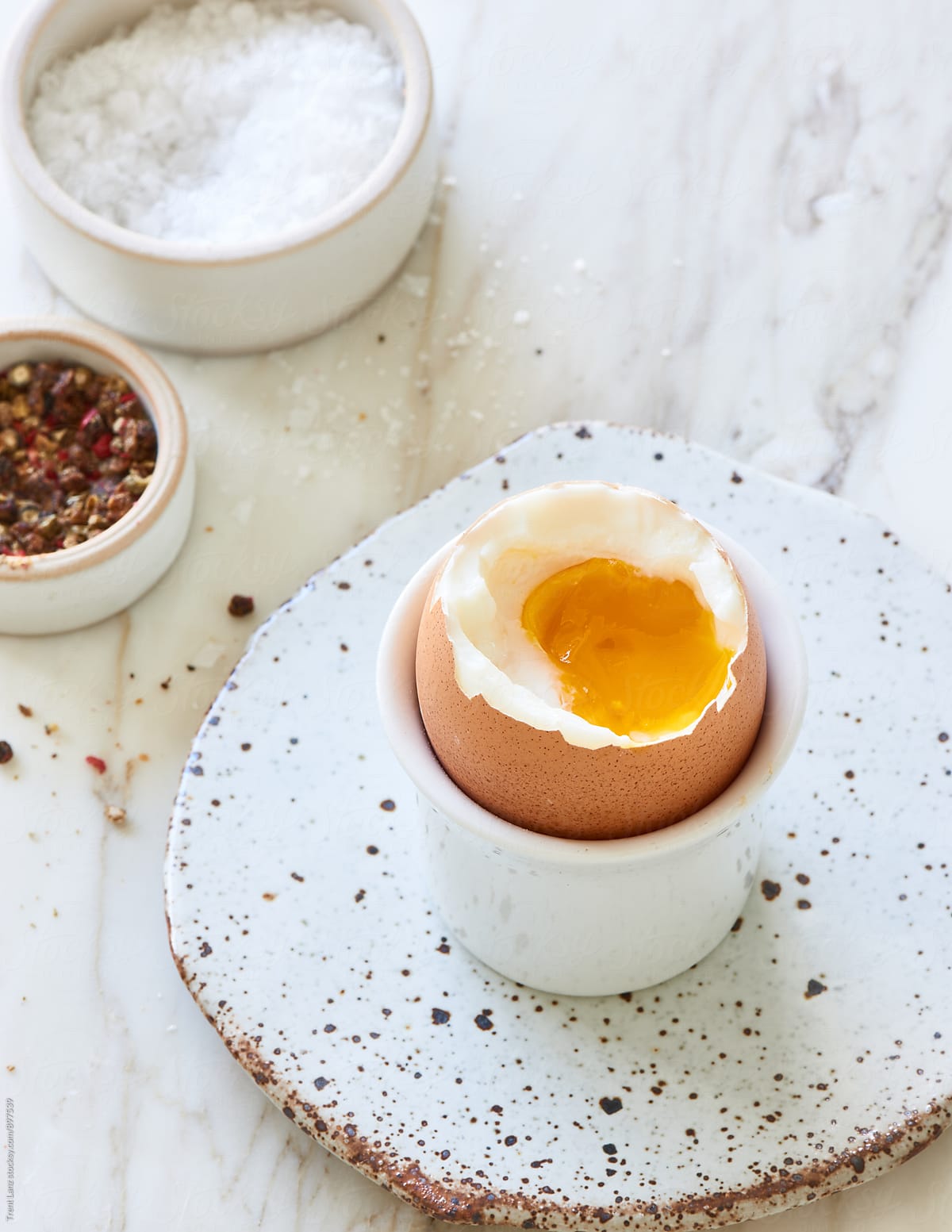 Soft boiled egg with salt and spice