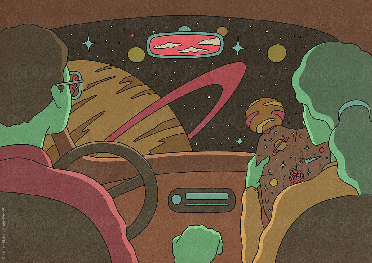 Alien Couple Traveling In Space