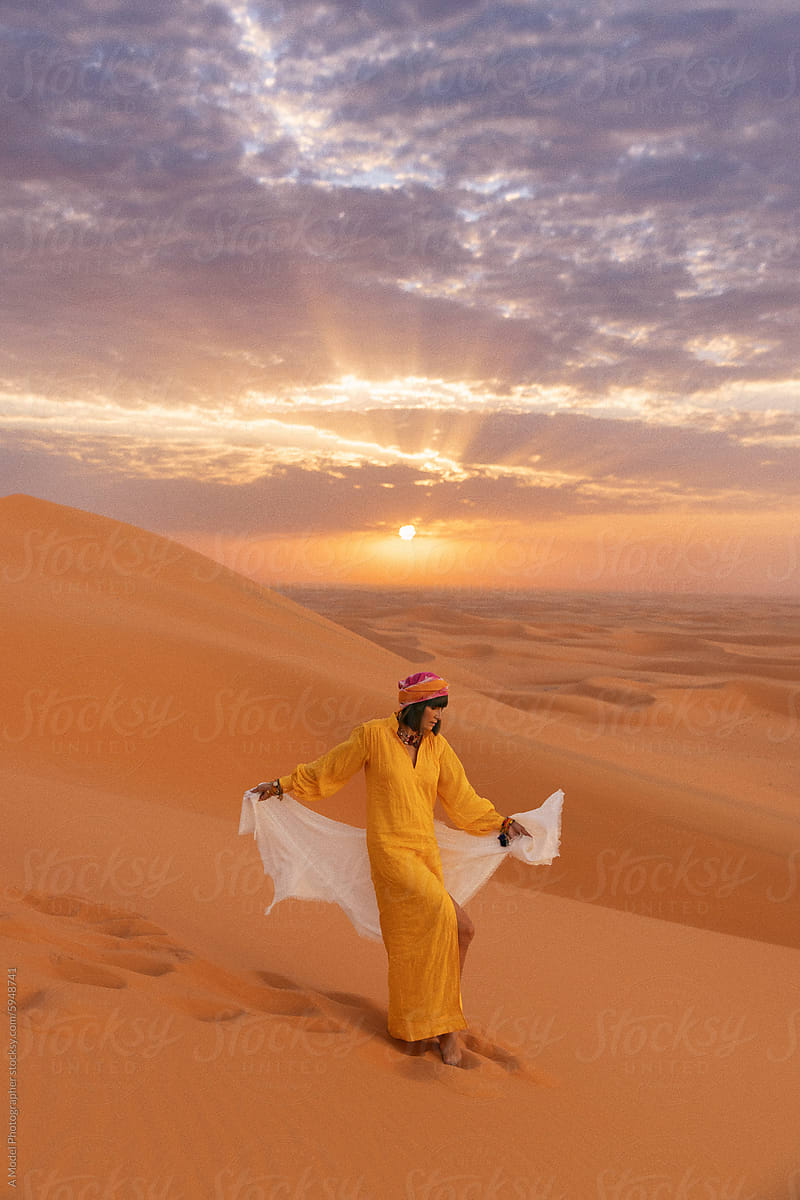 Woman standing in the desert