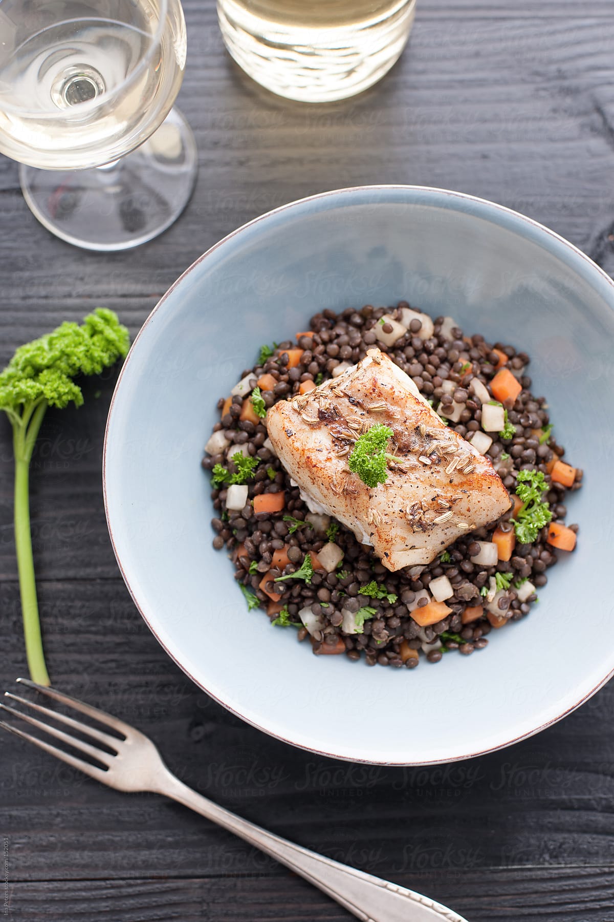 Food: Lentils with Vegetables and Cod