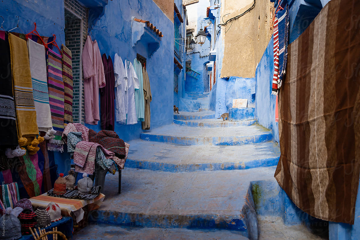 A shop along the alleys of the blue city