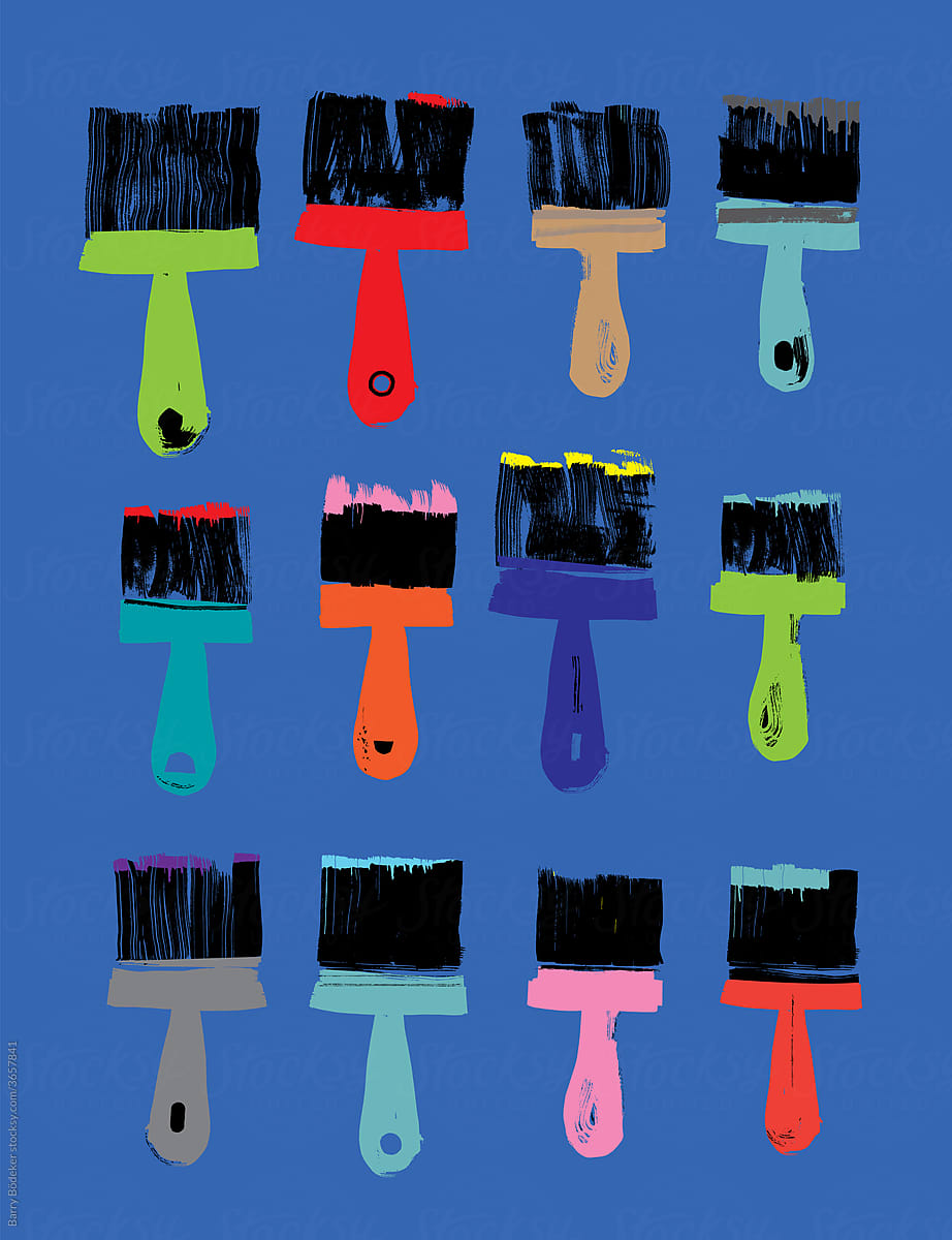 Twelve Paint Brushes Illustration