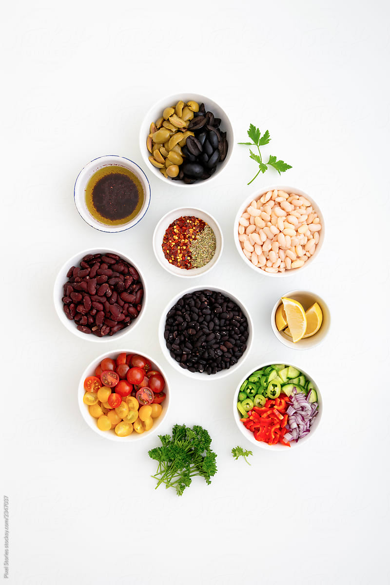 Mediterranean bean salad ingredients