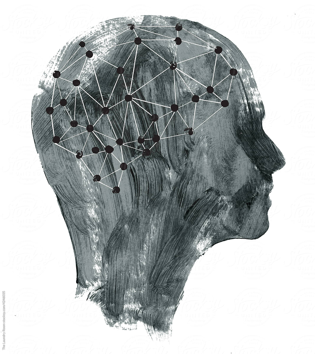 Brain Network inside Female Head