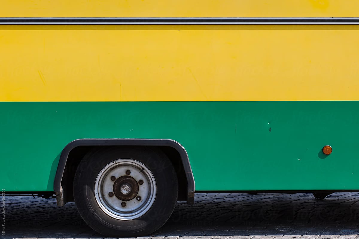 Yellow green colored market truck abstract