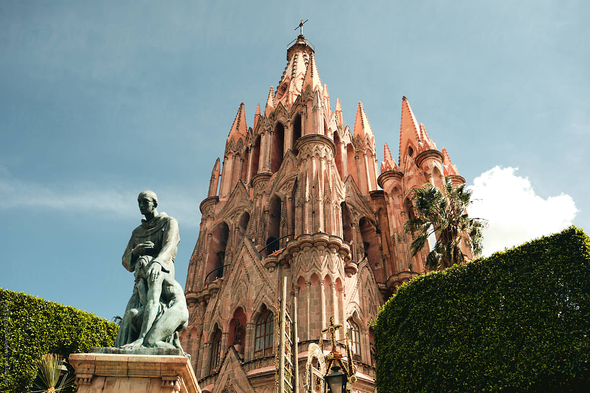 pink cathedral in mexico