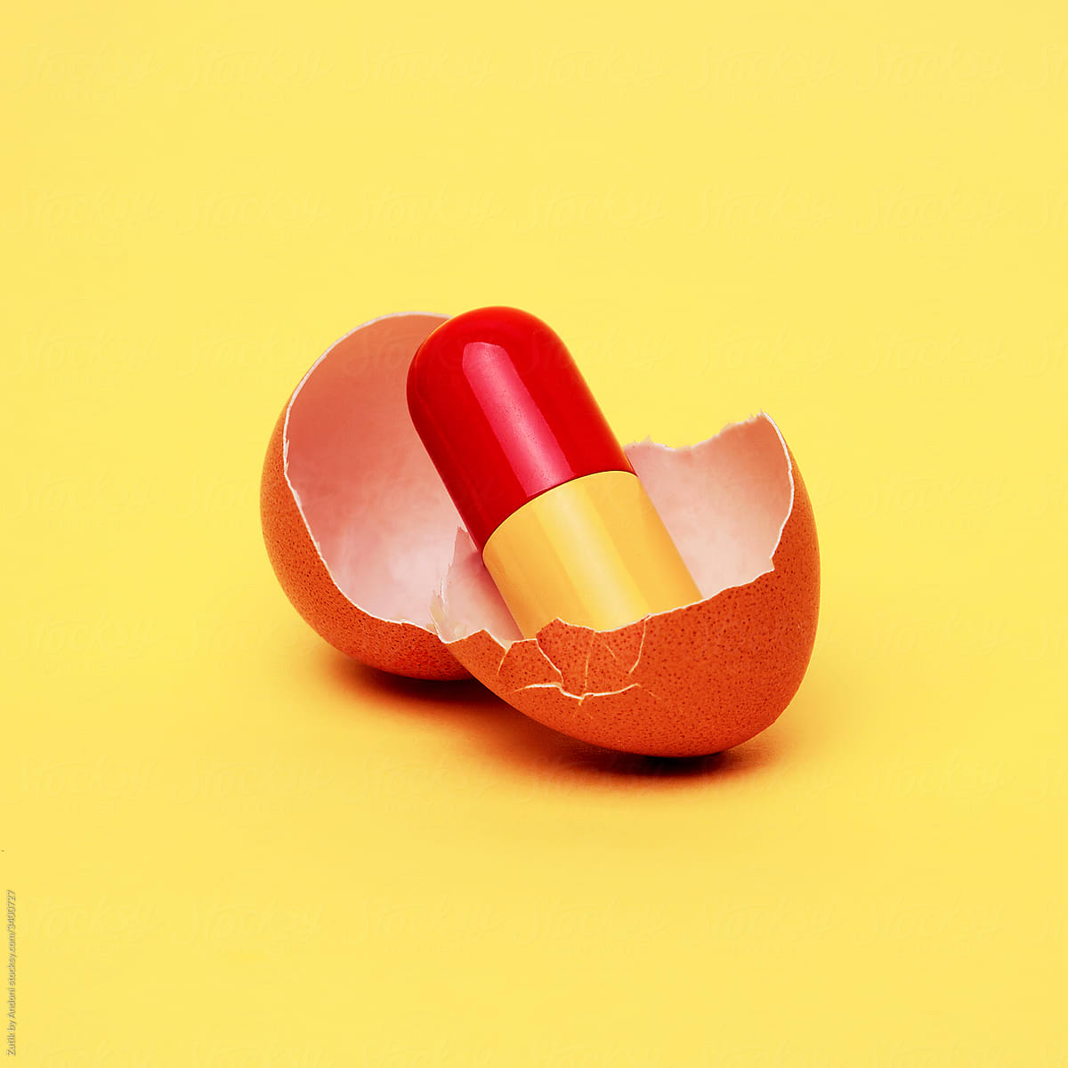 Broken egg with drugs inside