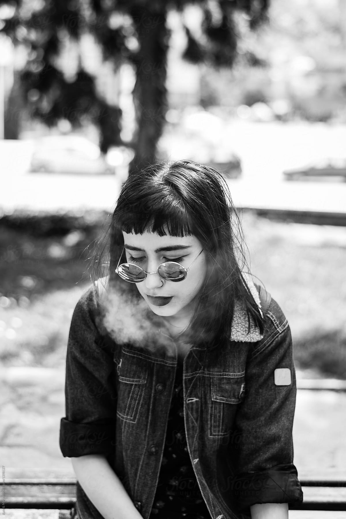 Hipster Woman Smoking Cigarette By Stocksy Contributor Katarina Simovic Stocksy