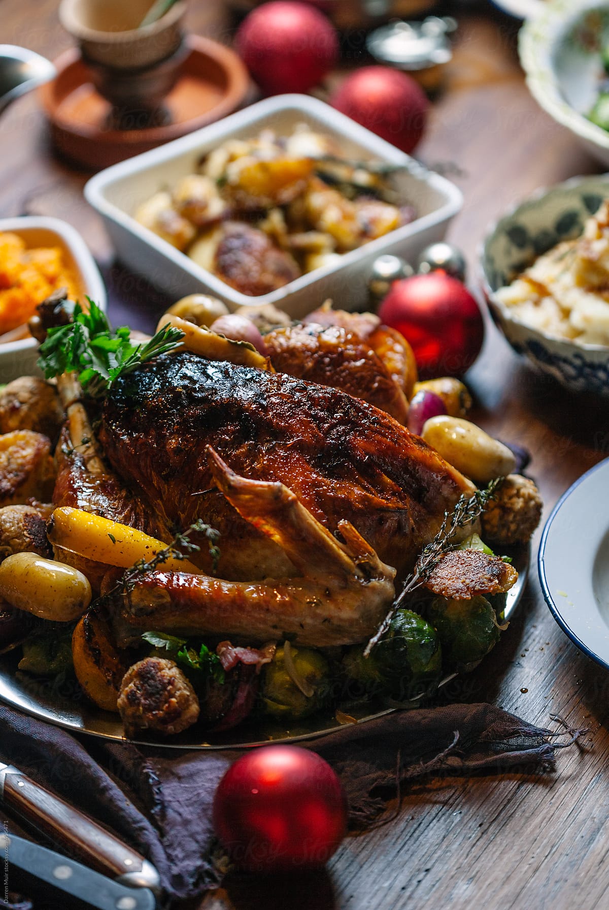Christmas turkey and side dishes.