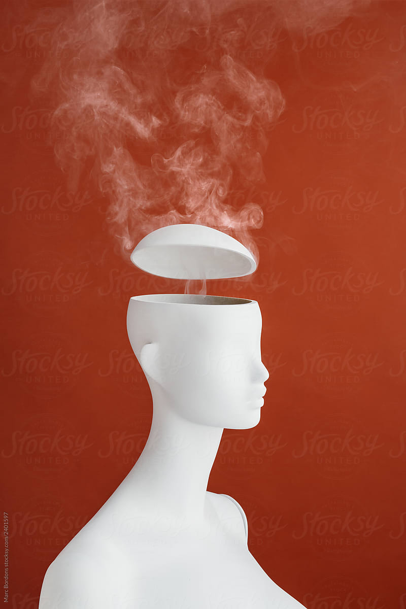 Smoke coming out of mannequin’s head.