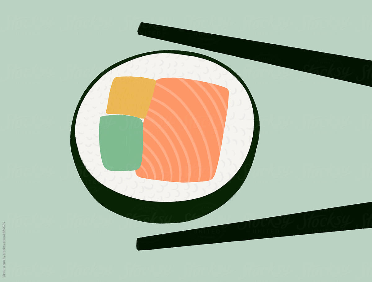 Japanese food. Maki sushi illustration