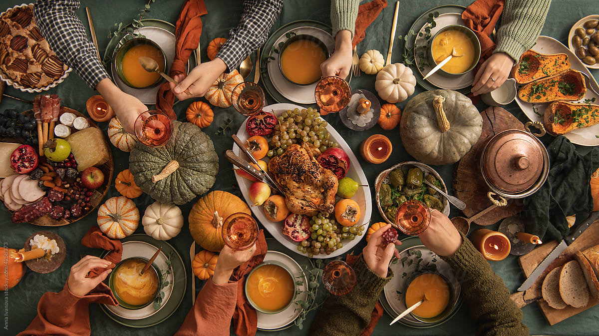 Thanksgiving day dinner table