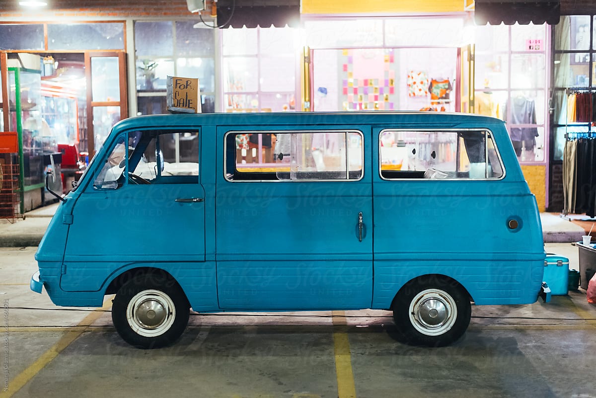 Adorable Vintage Blue Mini Van For Sale 