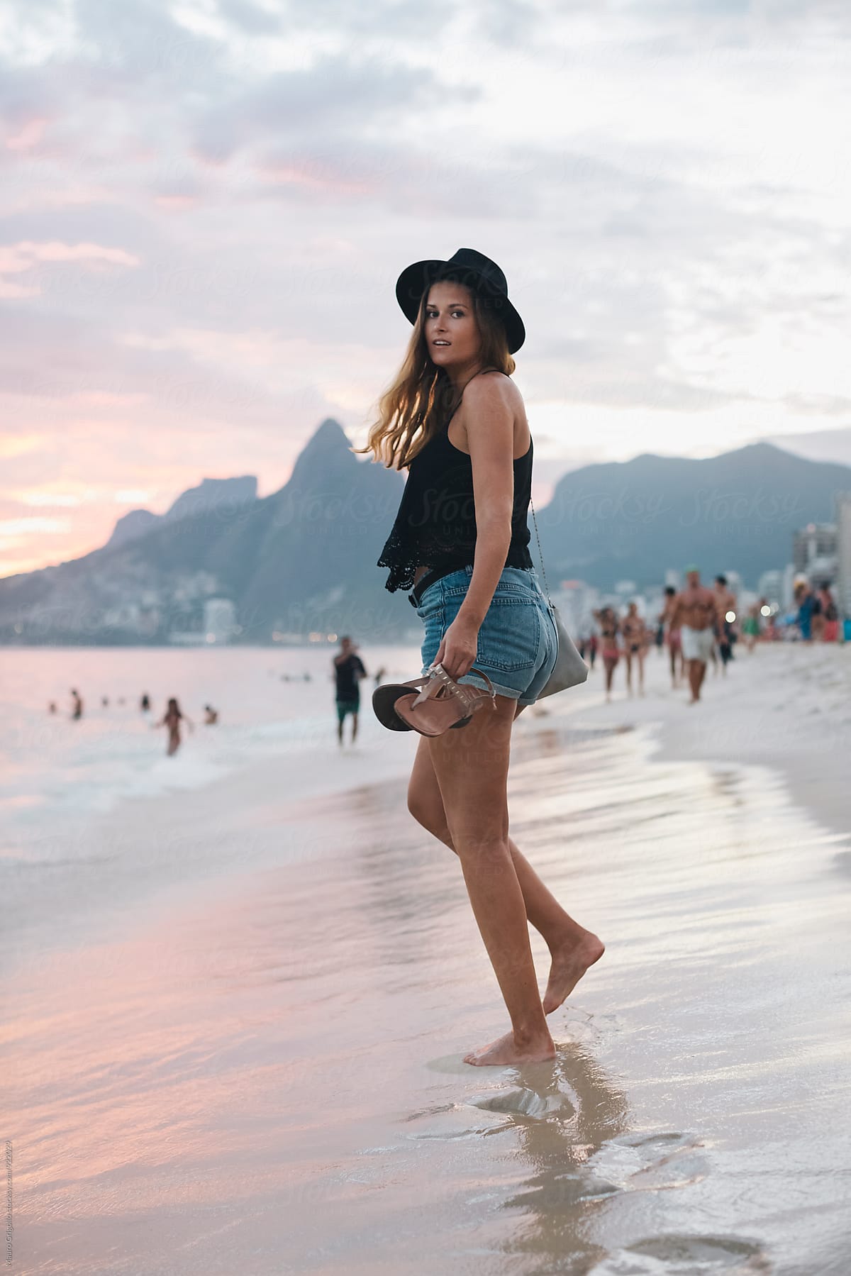 Rio De Janeiro Brazil Woman Walking On The Beach At Sunset By Mauro Grigollo Woman Brazil