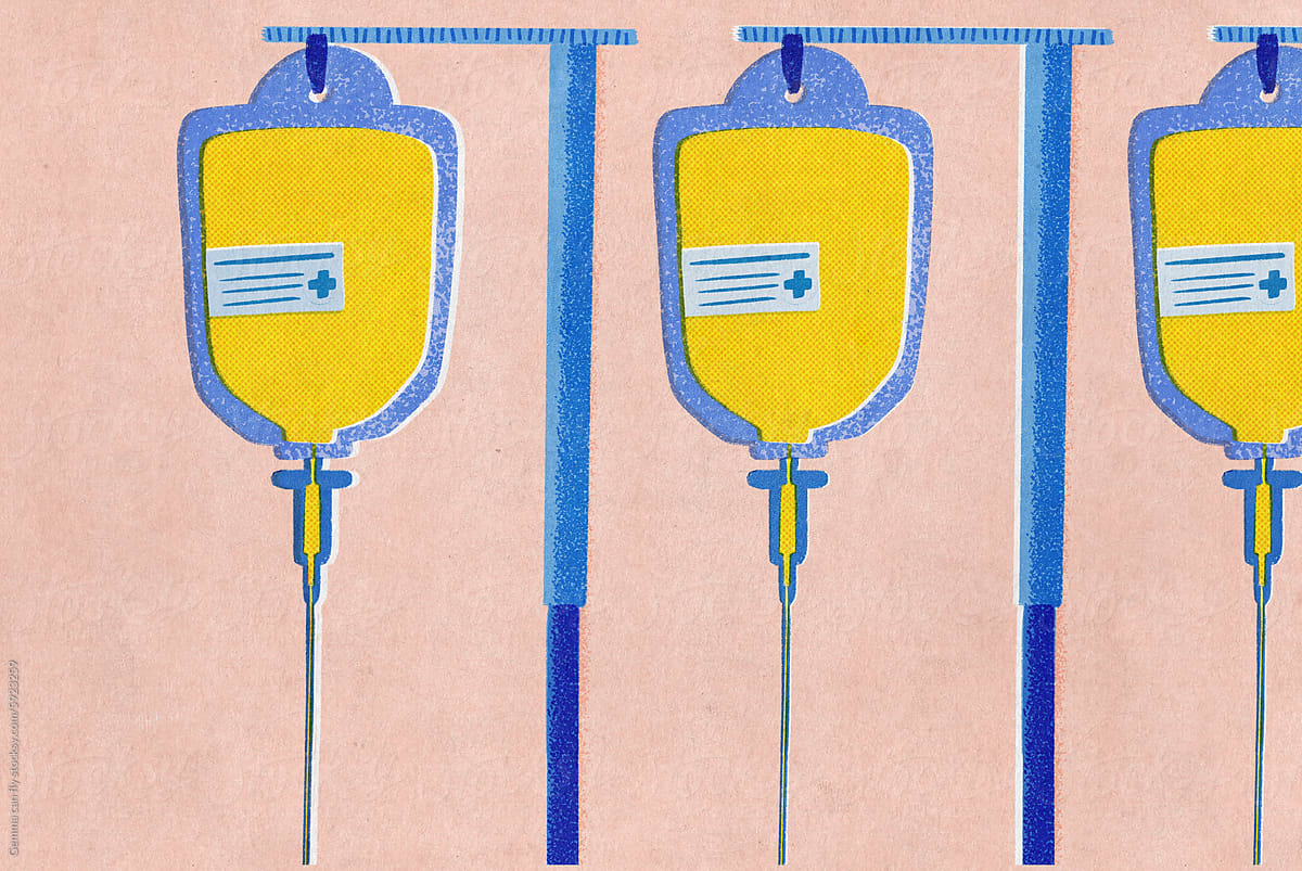 Medical Intravenous Drip Bag on Stand Illustration