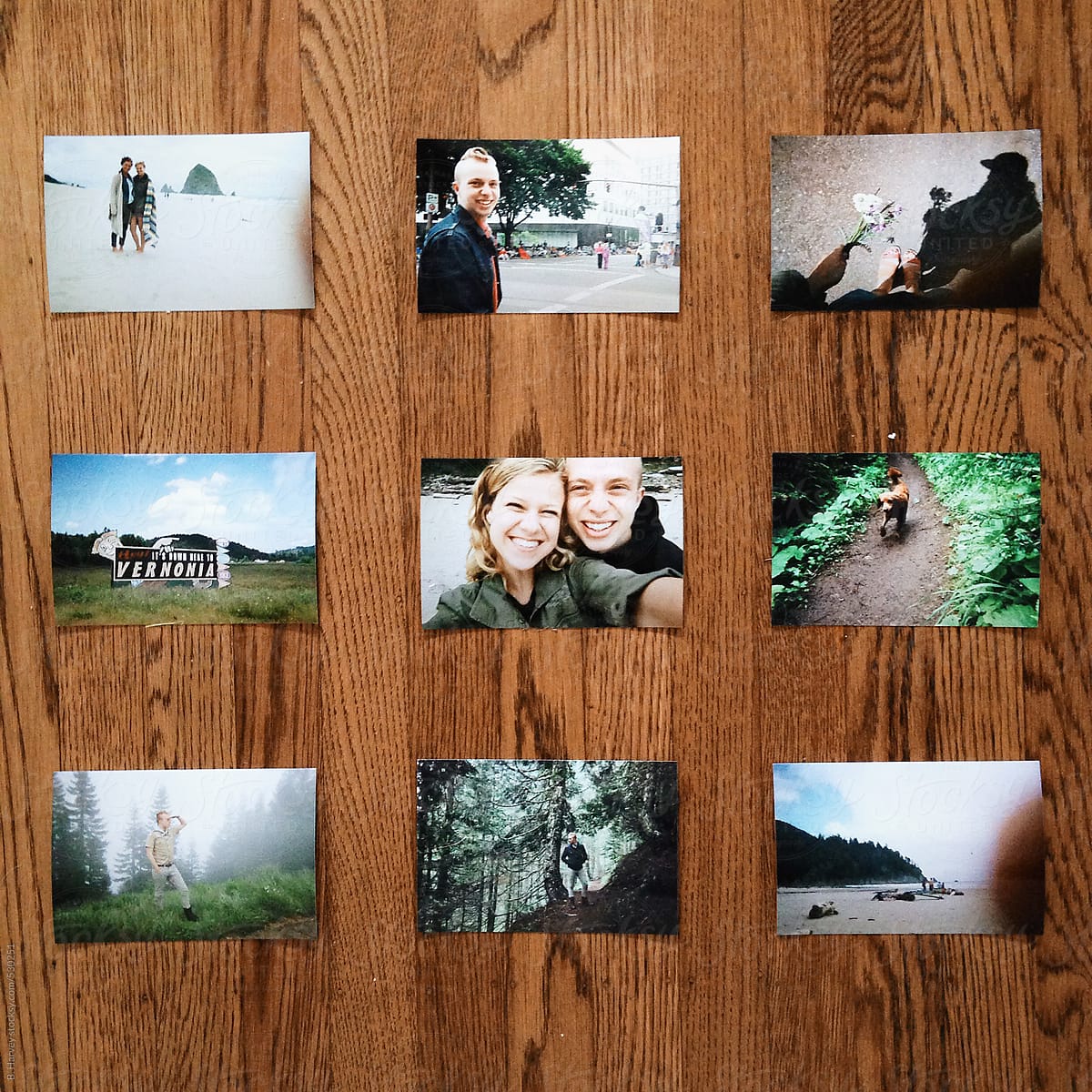 Photo Memories Laid Out on Table