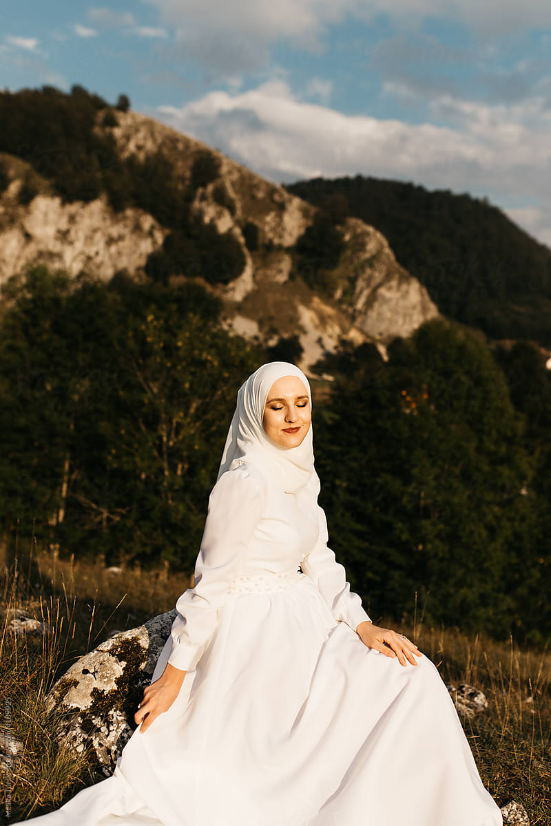 Portrait of beautiful elegant hijabie bride