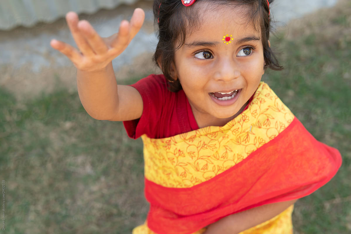 Cute Little girl with traditional Indian sari
