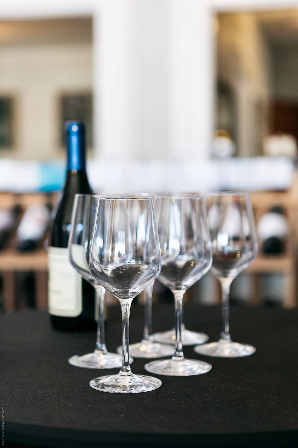 Wine: Glasses Placed On Table Before Wine Tasting