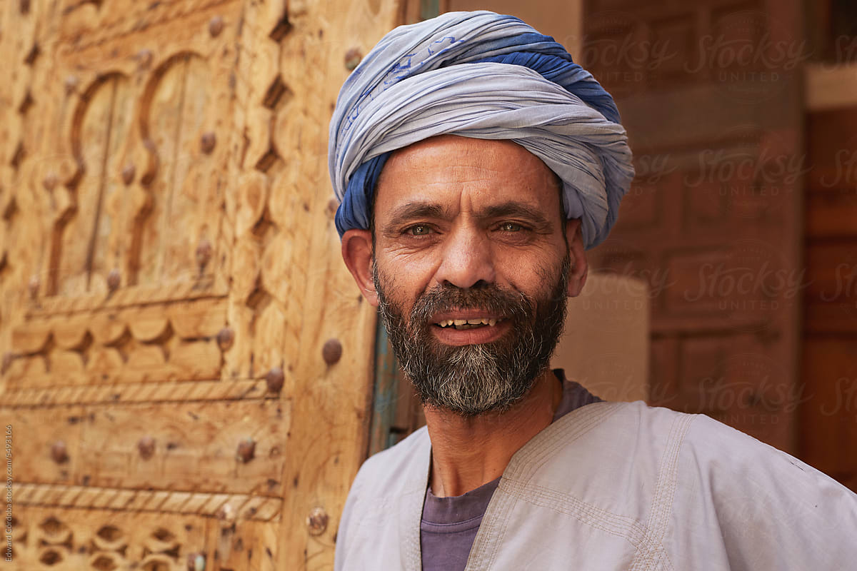 Portrait of a mature Moroccan man on the streets of Marrakech.
