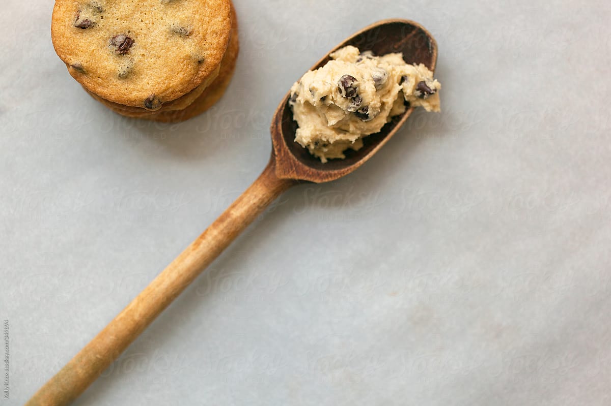 Chocolate Chip Cookie Dough On A Spoon by Stocksy Contributor Kelly Knox  - Stocksy