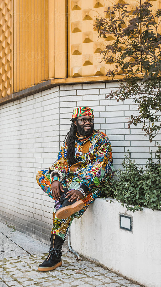 Man in colourful traditional African outfit