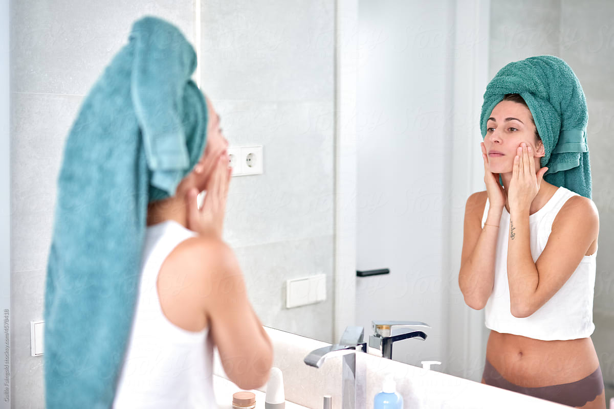 Latin Woman doing skin care routine
