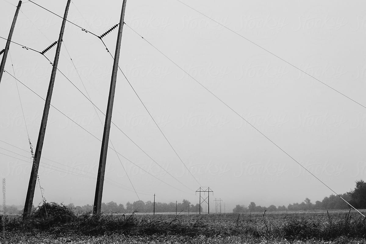 Rural Power Lines Landscape