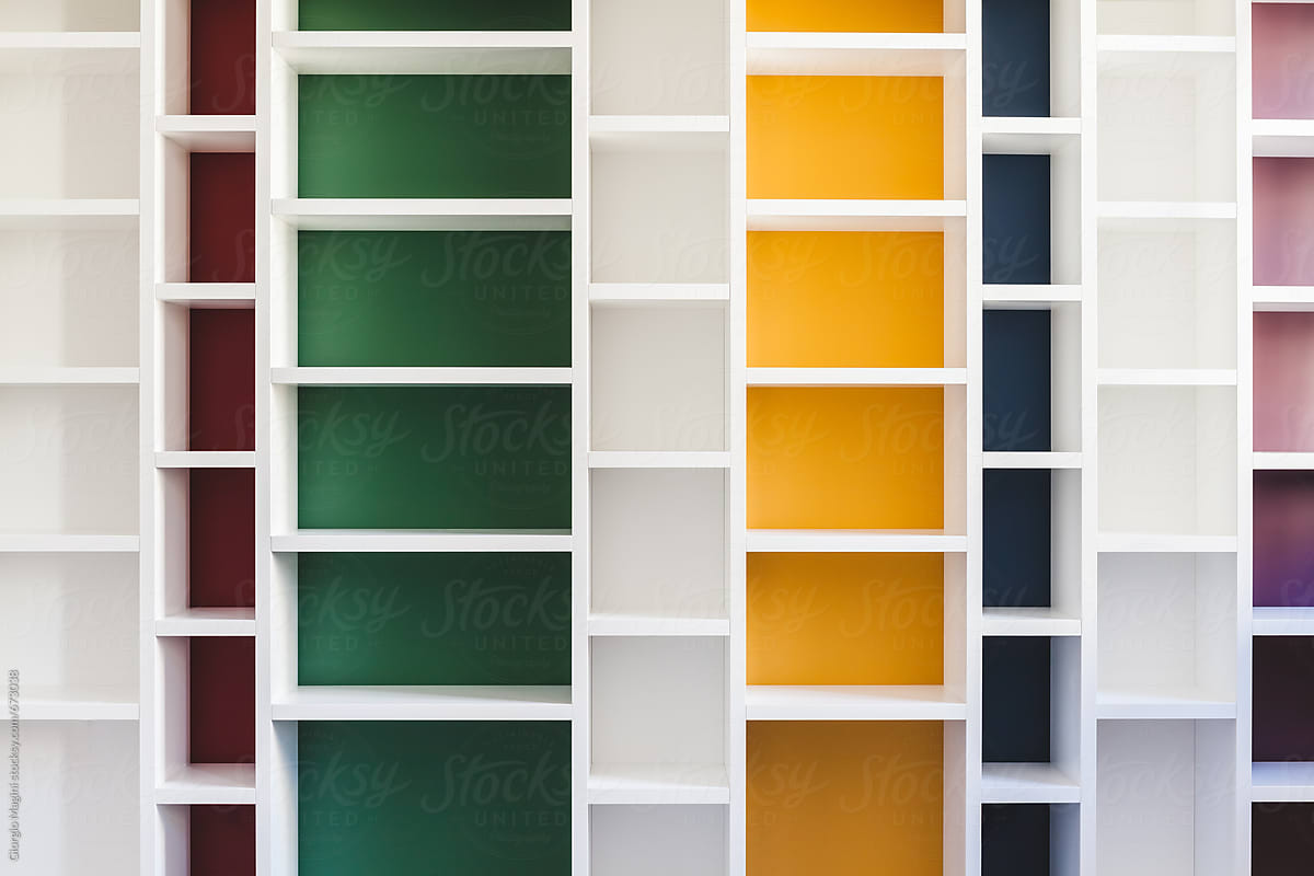 Empty Modern Colorful Bookcase