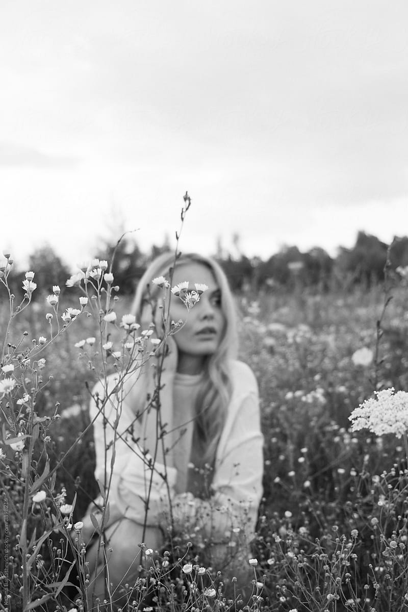 girl in a flower field