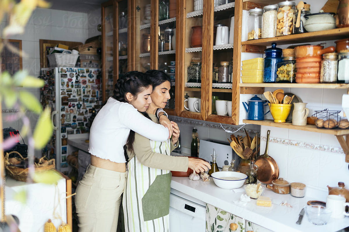 Mother and daughter in the kitchen