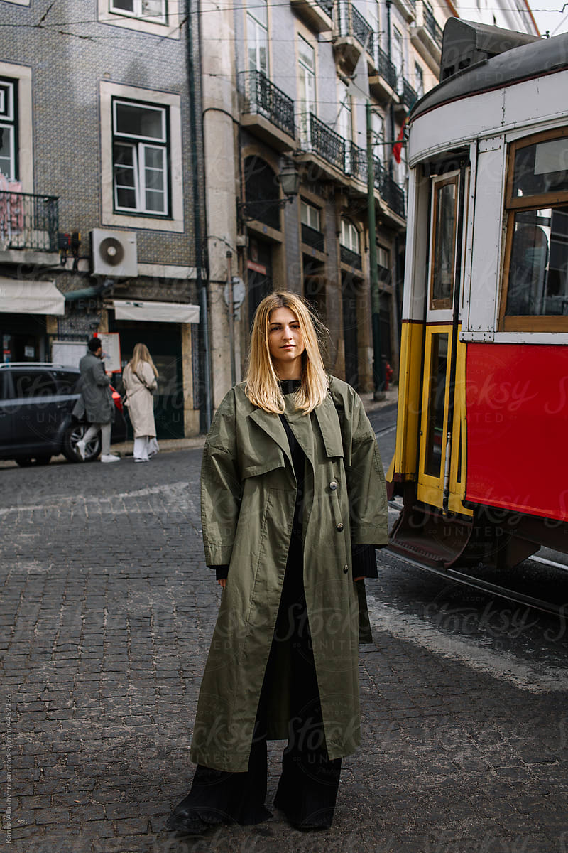 Young woman exploring Lisbon\'s streets
