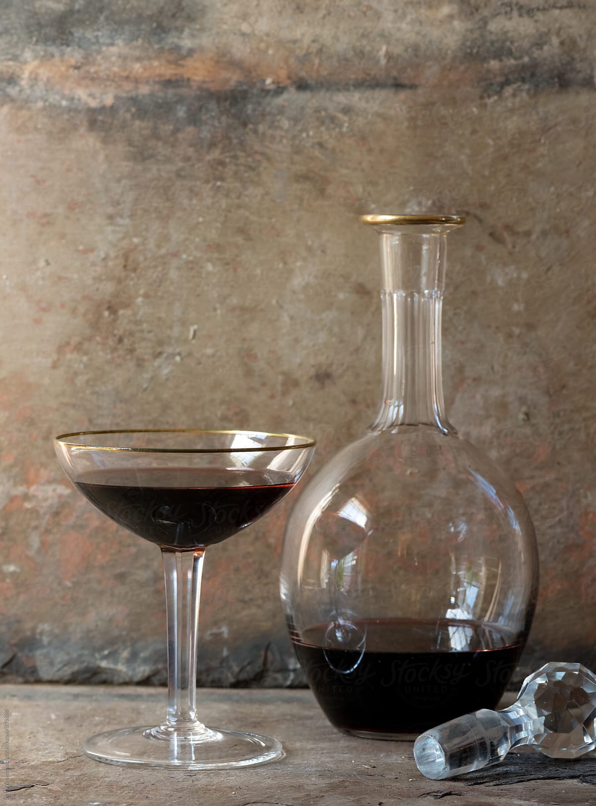 Decanter and glass of  Red Wine