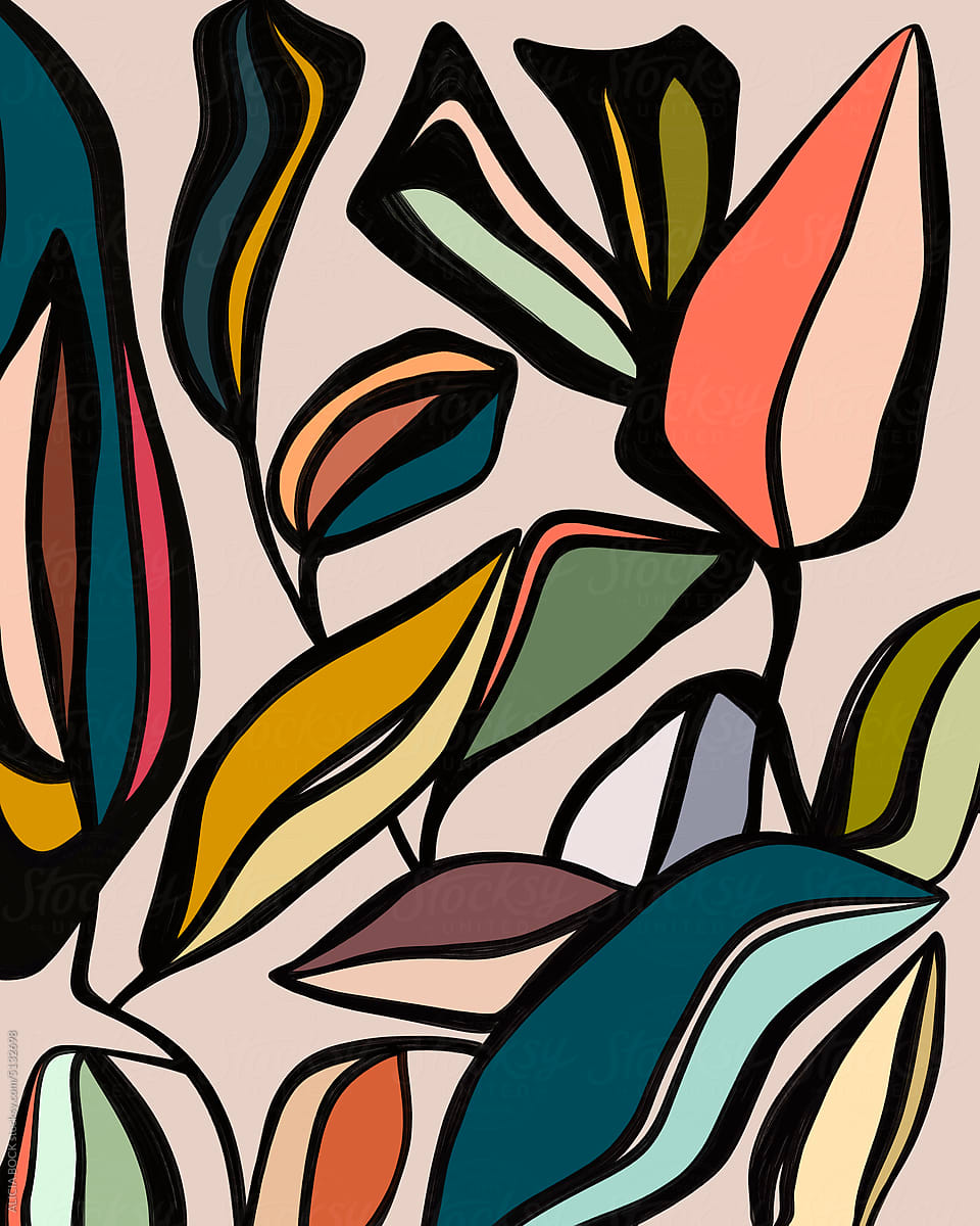 Abstract Illustration Of Vibrant Ficus Plant Leaves