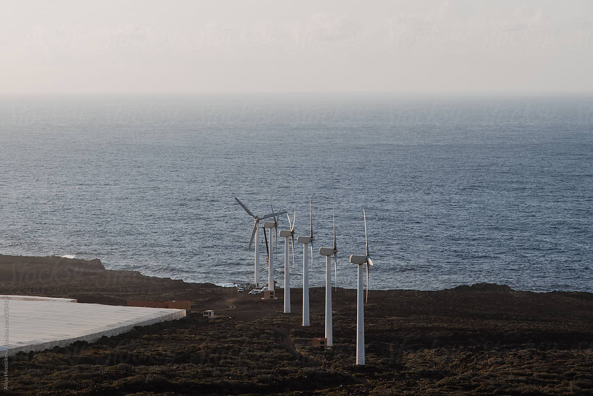 Biggest wind turbines near Atlantic ocean.