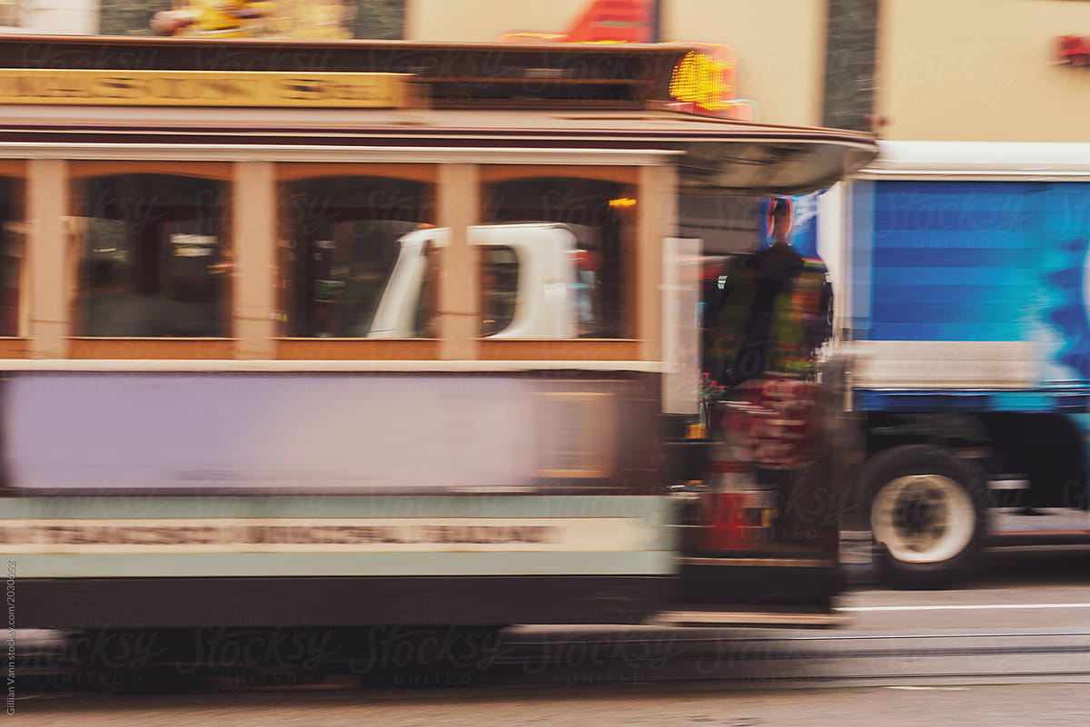 blurred image of cable car