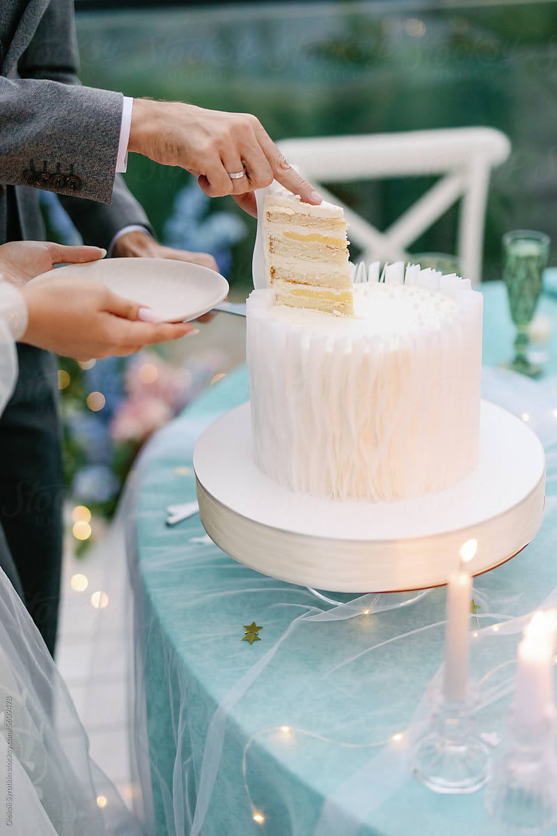 Anonymous newlyweds wedding cake decoration bridal ceremonial sweet