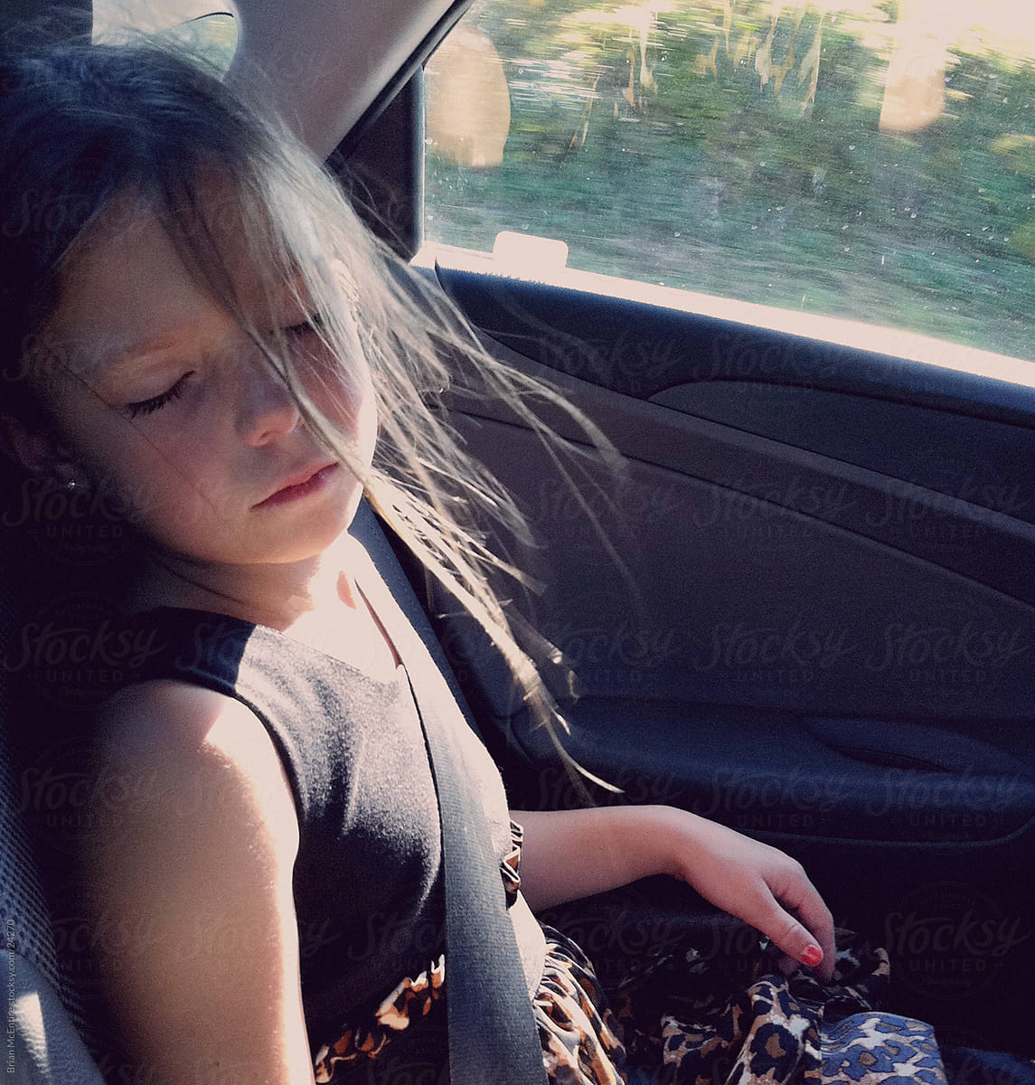 Portrait of Childhood, Girl Asleep in Car Seat
