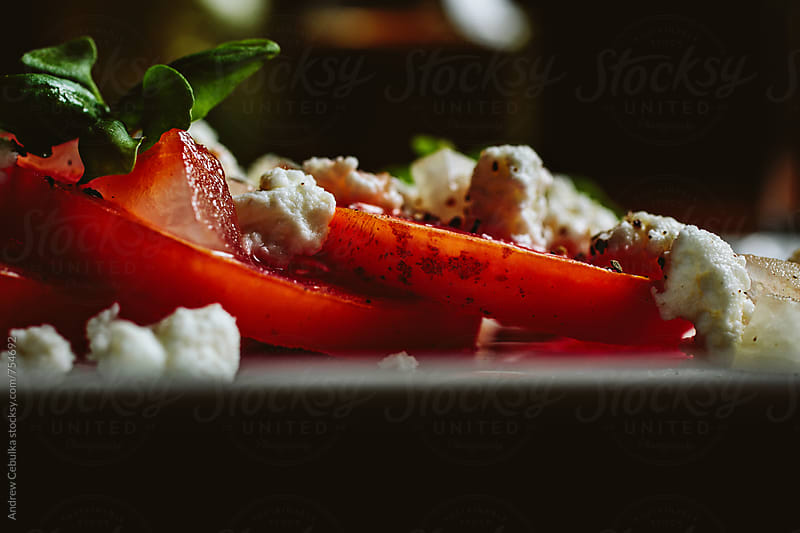 Summer Tomato Salad with micro basil and fresh cheese