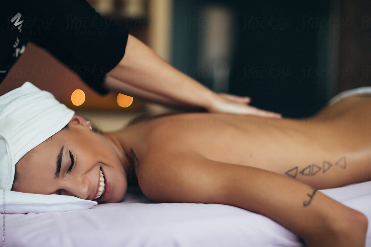 happy woman enjoying massage