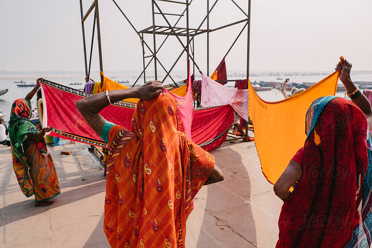 Ladies with colorful saris.