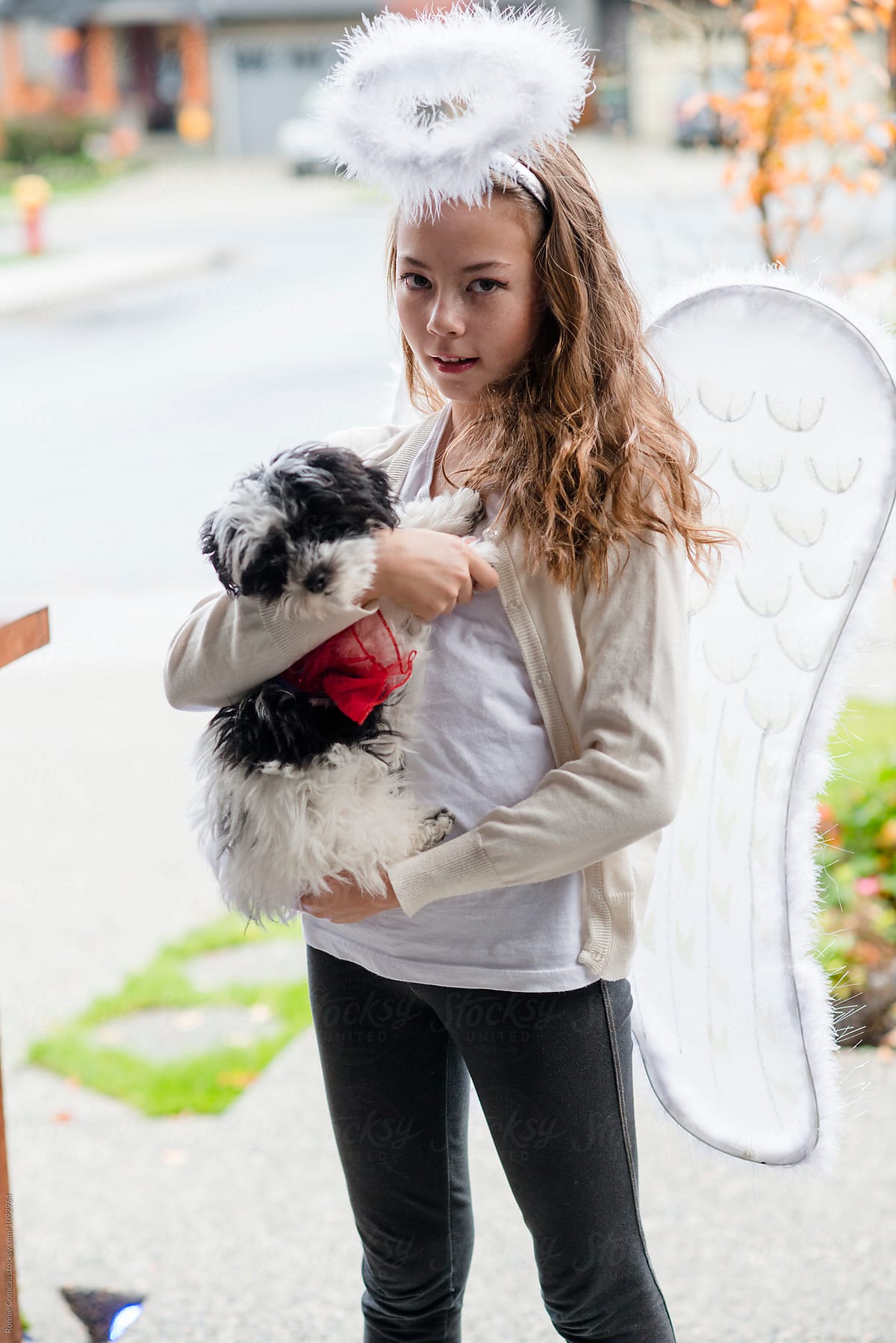 Angel Girl and Super Dog on Halloween