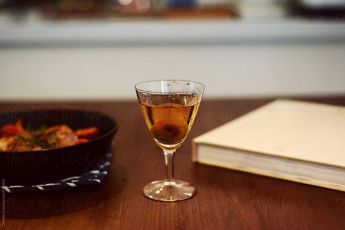 Close up home made plum wine in Japanese atmosphere
