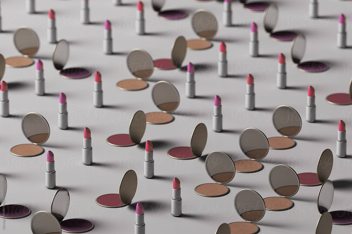 3d lipstick and make-up mirrors pattern