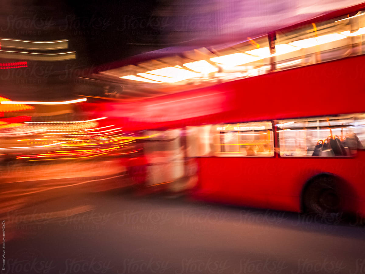Fast bus running in the city