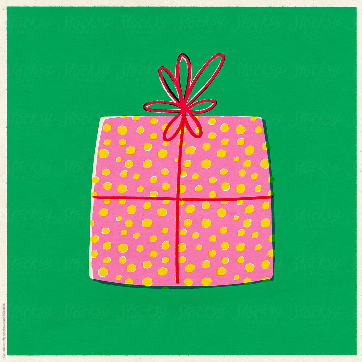 Retro gift with a bow. Minimal concept illustration